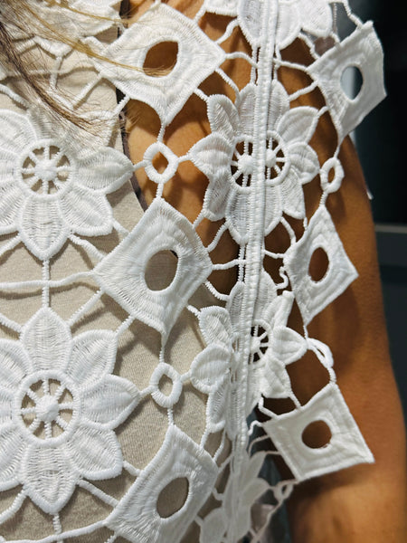Oversized Crochet Top - Off White