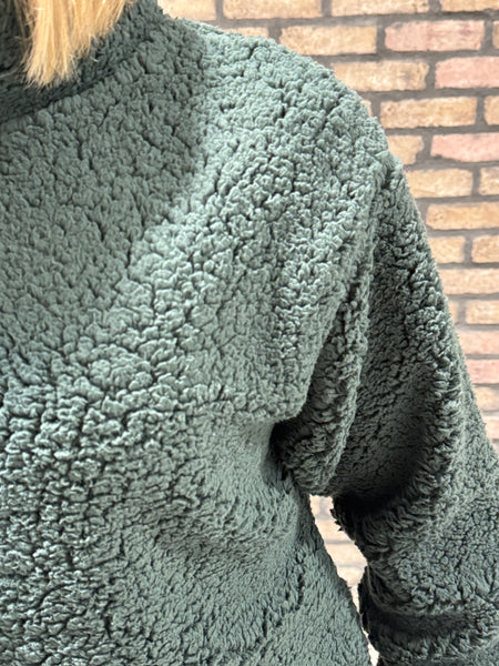 Sherpa Half Zip Jacket - Chic Green