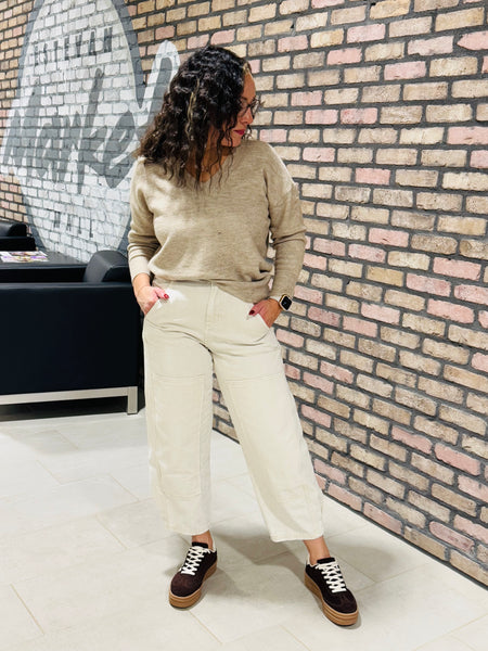 Mineral Washed Barrel Pants - Oatmeal