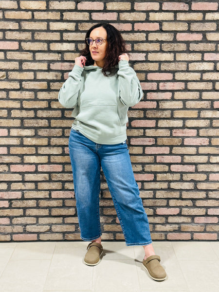 Fleece Boyfriend Hoodie - Basil