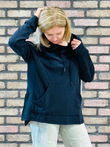Longline Scuba Hoodie - Black