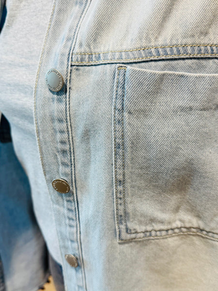 Oversized Shacket - Light Wash