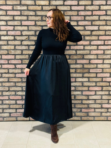 Twofer Midi Dress - Black
