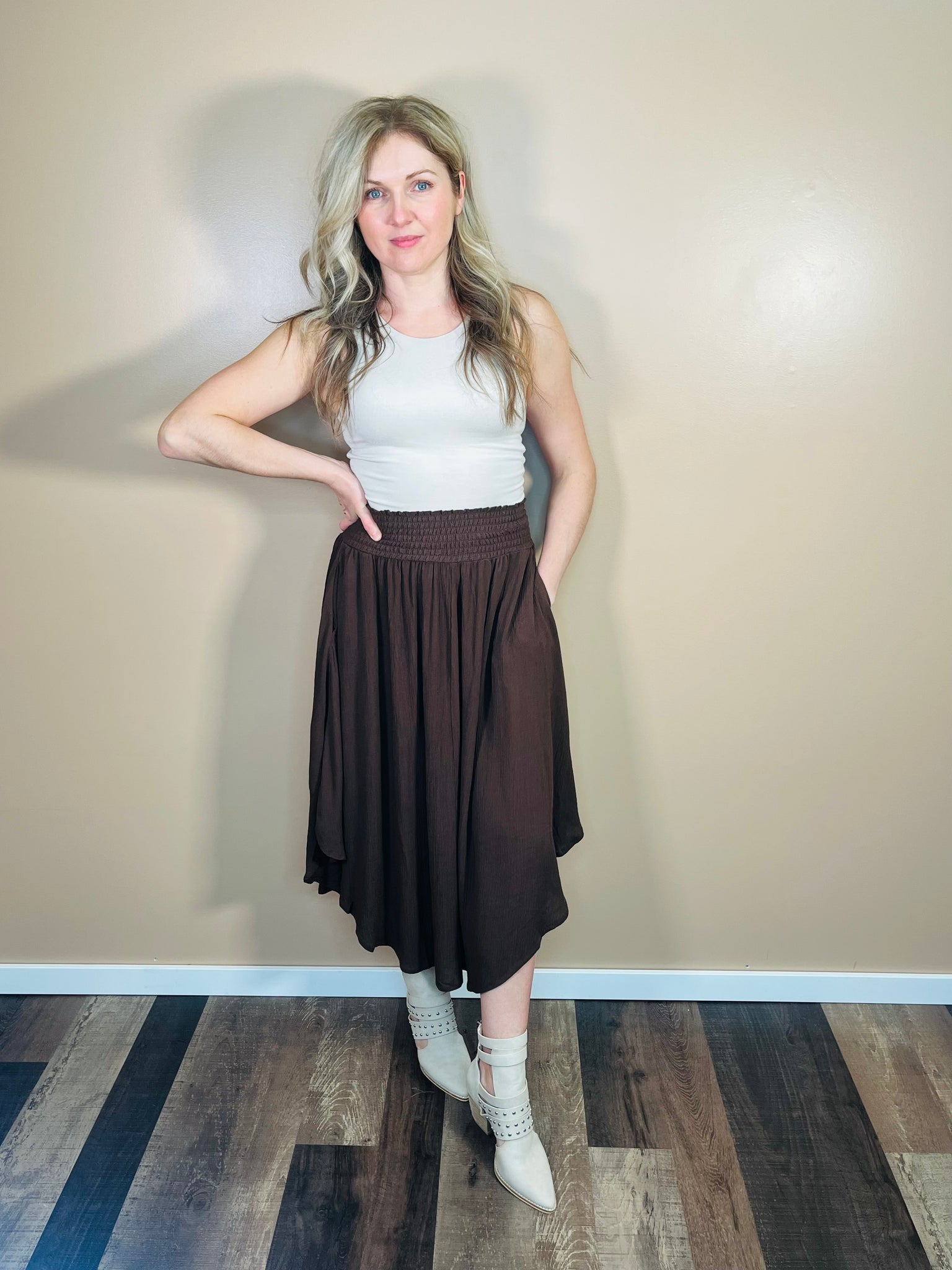 Maxi Skirt with Pockets - Brown