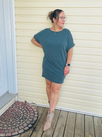 Ribbed Tunic Dress - Teal