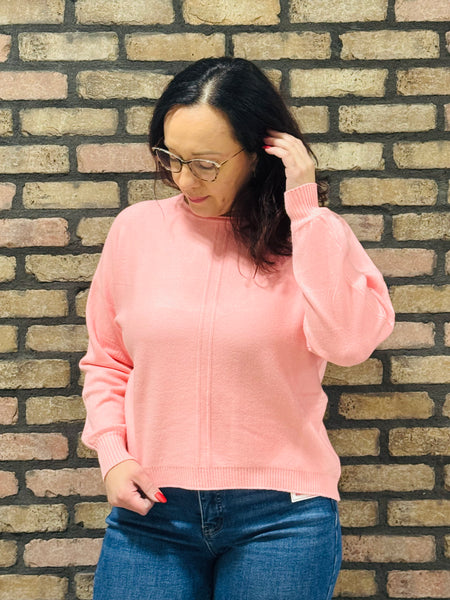 Front Seam Sweater - DK Pink