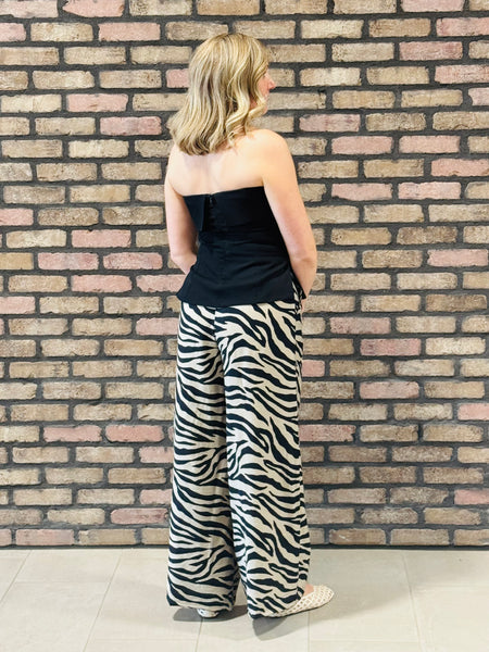 Fold Over Strapless Side Slit Top - Black