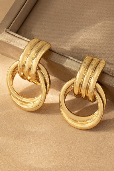 Intertwined Hoop Door Knocker Earrings - Gold