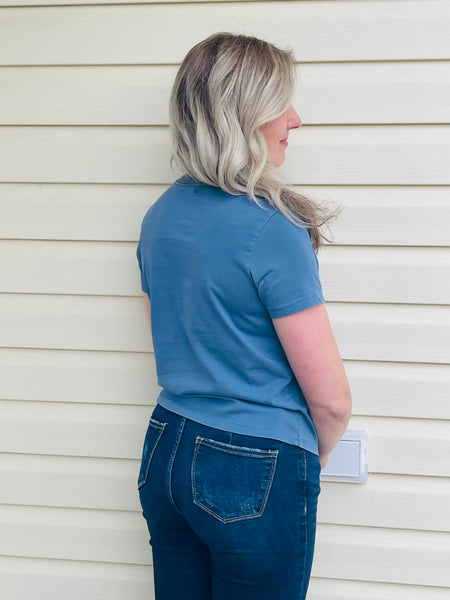 Front Pocket Dye Tee - Navy