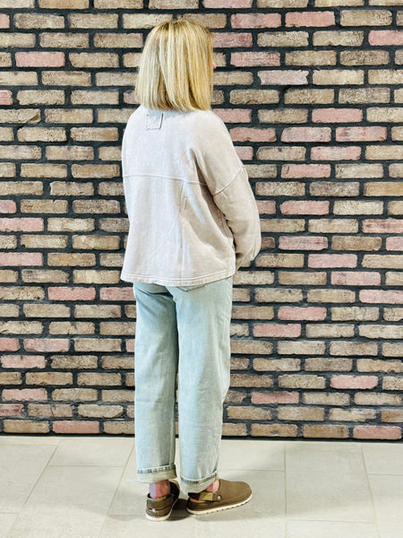 Acid Wash Fleece Shacket - Ash Mocha