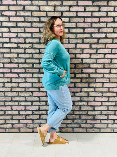 Pigment Dye Fleece Pullover - DK Green