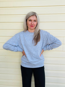 Cotton Terry Basic Sweatshirt - Light Heather Grey