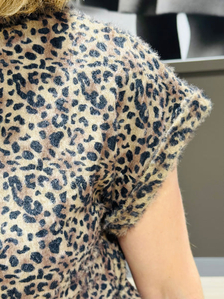Side Elastic Detail Top - Mocha Leopard