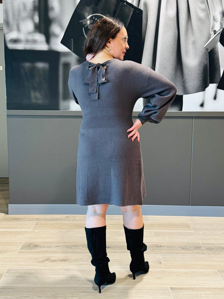 Knit Sweater Mini Dress - Charcoal