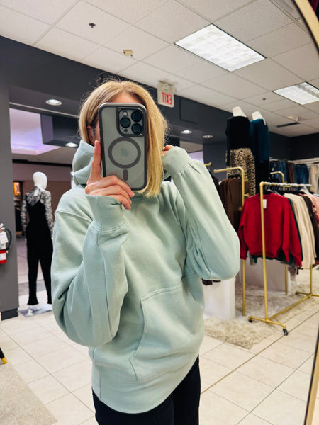 Fleece Boyfriend Hoodie - Basil
