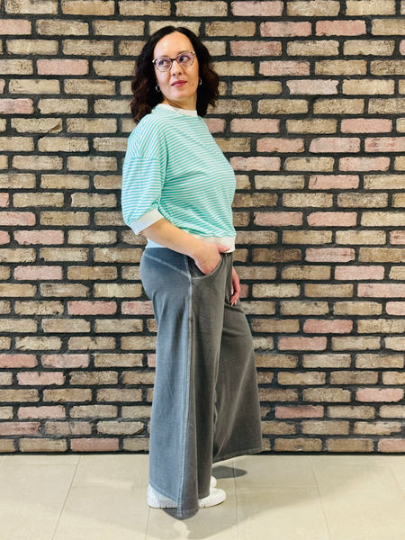 Striped Contrast Trim Top - Mint