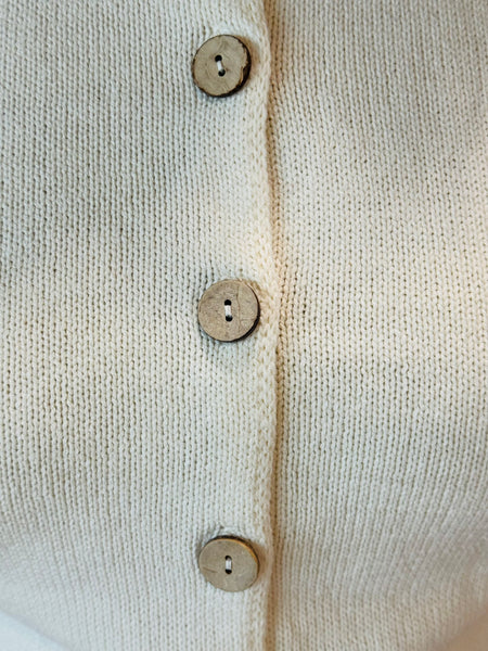 Button Down Cardigan Vest Top - Cream