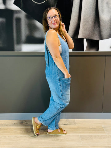 Denim Baggy Jumpsuit - Medium Wash