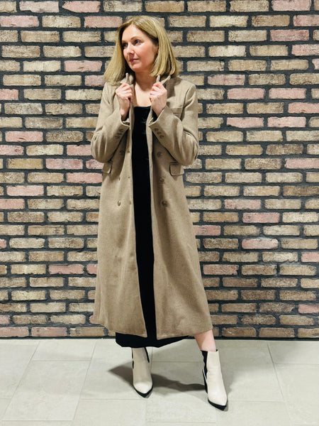 Double Breasted Long Coat - Mocha