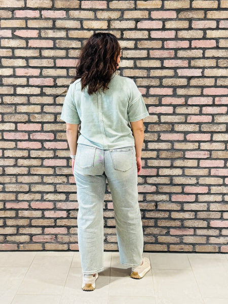 Ribbed Tee with Pocket - H Olive