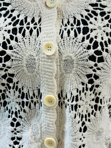 Crochet Button Down Cardigan - Natural