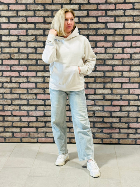 Fleece Boyfriend Hoodie - Beige