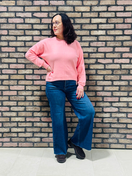 Ankle Wide Palazzo Jeans - Dark Wash