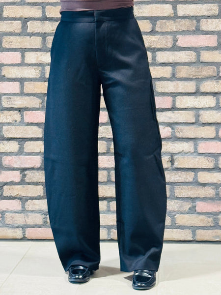 High Waisted Barrel Leg Pants - Black