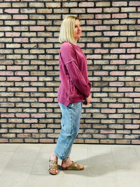 Pigment Dye Fleece Pullover - Cabernet