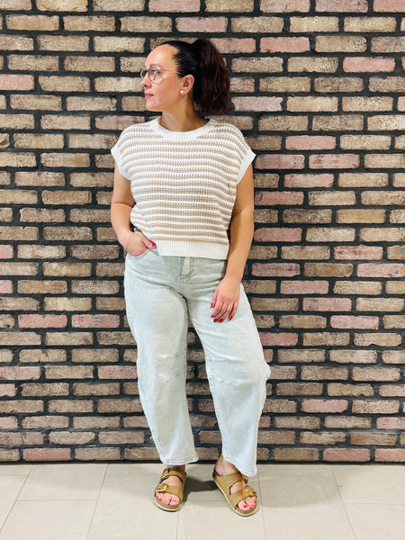 Striped Sleeveless Top - Dark Taupe