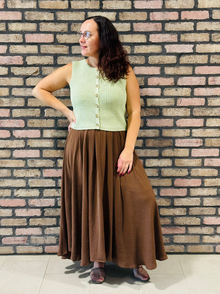 Sleeveless Button Down Cardigan - Lt Olive
