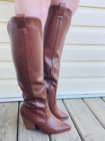 High Heels Tall Boots - Tan