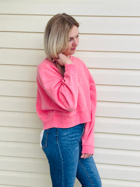 Oversized Cropped Pullover - Tea Rose