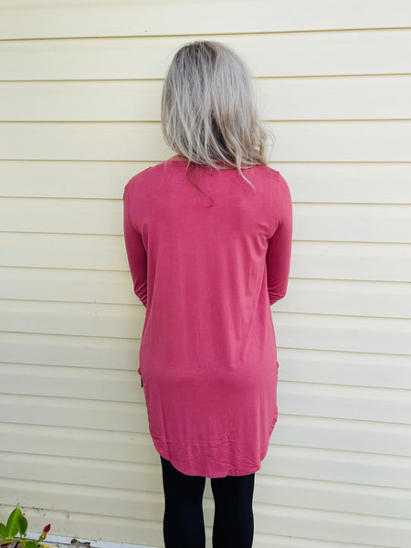 Basic Round Neck Top - LT Marsala