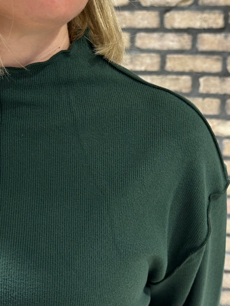 Overlocked Seams Pullover - Dark Green