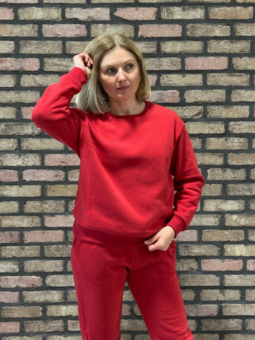 Fleece Crewneck Pullover - Red