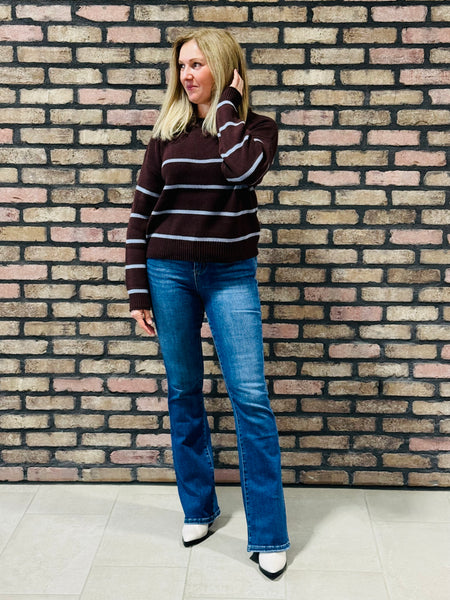 Striped Sweater - Chocolate Brown