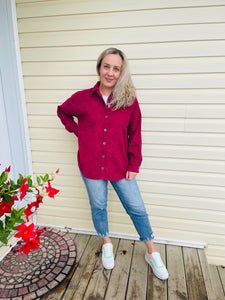 Oversized Corduroy Jacket - Cabernet