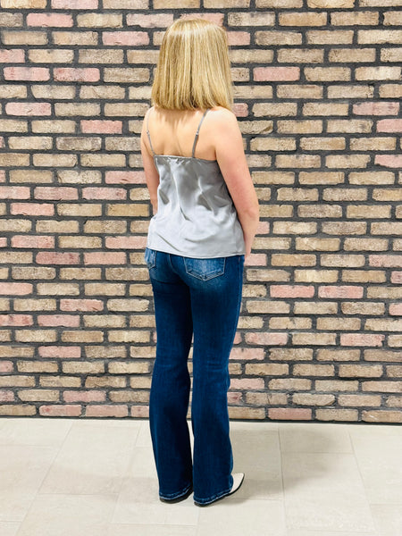 Textured Satin Cami Top - Silver