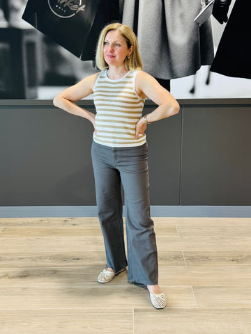 High Waisted Wide Leg Pants - Charcoal