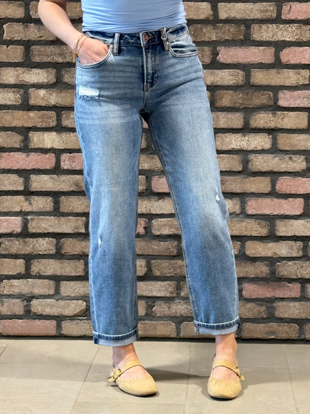 High Rise Ankle Boyfriend Jeans - Medium Wash