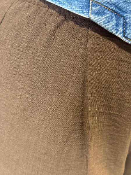 Linen Effect Palazzo Pants - Cappuccino
