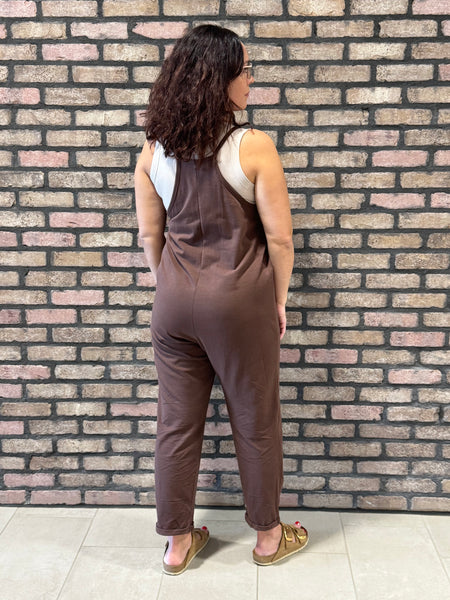 Spaghetti Straps Jumpsuit - Brown