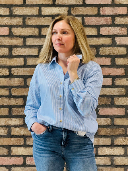 Stripe Collared Shirt - Blue