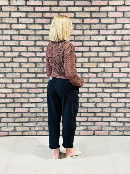 Crochet Sweater Cardigan - Brown