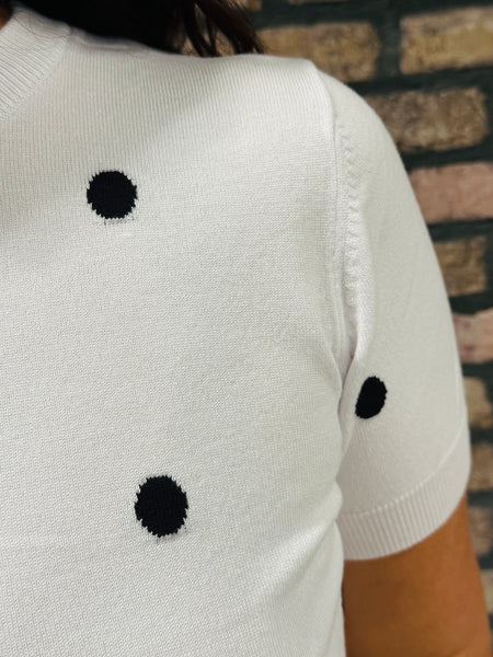 Polka Dot Shell Pullover - White