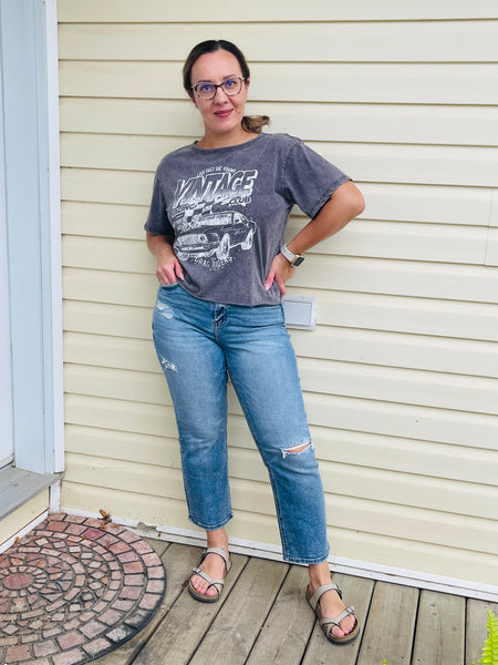 VINTAGE RACING CLUB Graphic Tee - Vintage Charcoal Grey