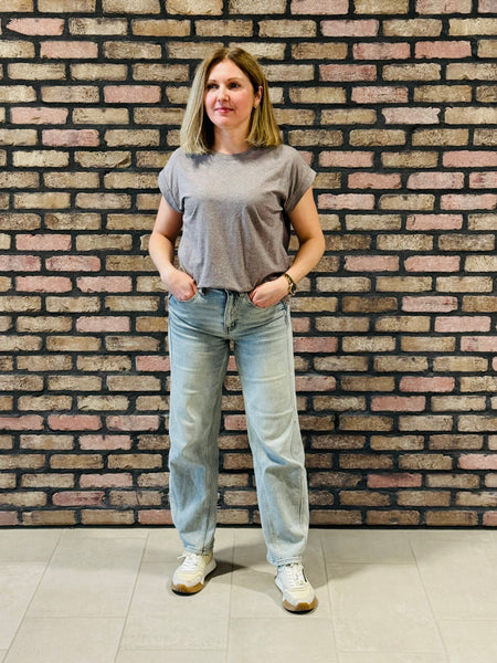 Folded Short Sleeves Tee - H Brown