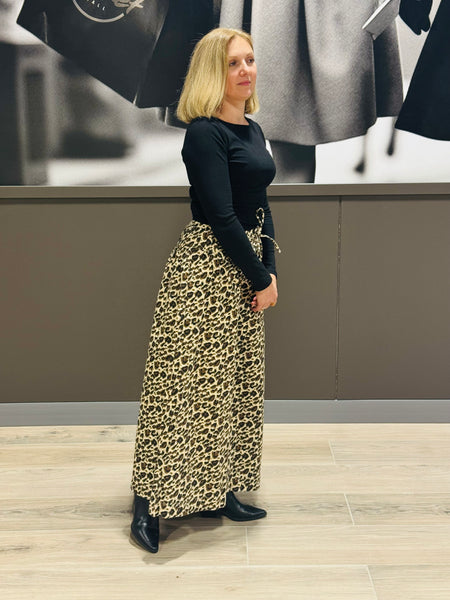 Leopard Print Wide Leg Pants - Leopard