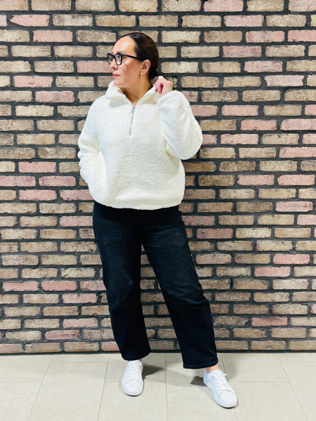 Sherpa Half Zip Jacket - Ivory